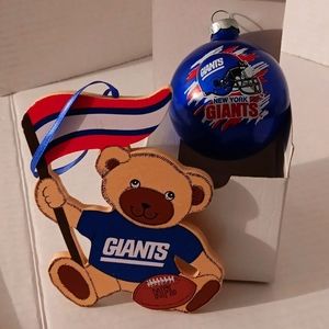 NYG New York Giants ornaments Kurt S. Adler Wooden & glass ball
